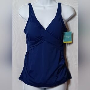 Bal Harbour Women's Navy Blue Crossover Top Swimwear. M